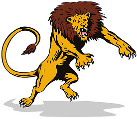 Image showing Lion Big Cat Attacking Retro