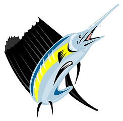 Image showing Sailfish Fish Jumping Retro