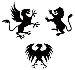 Image showing Griffin Lion Silhouette