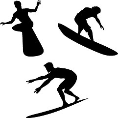 Image showing Surfers Silhouettes