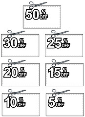 Image showing Scissors Cutting Coupon Per Cent Sign