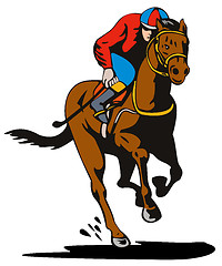 Image showing Horse and Jockey Racing Retro