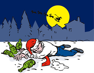 Image showing Christmas Scene Man Drunk Wasted