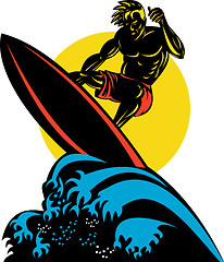 Image showing Surfer Wave Retro