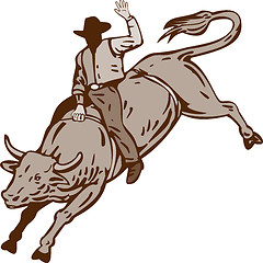 Image showing Rodeo Cowboy Bull Riding