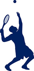 Image showing Tennis Player Serving Silhouette
