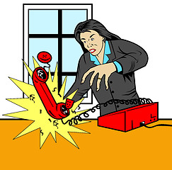 Image showing Woman Angry Throwing Phone Retro