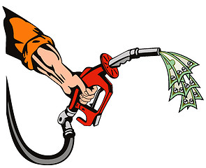 Image showing Hand Holding Gas Fuel Pump Nozzle 