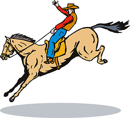Image showing Rodeo Cowboy Horse Riding Retro
