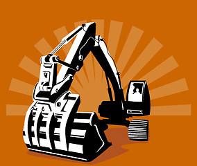 Image showing Mechanical Digger Excavator Retro