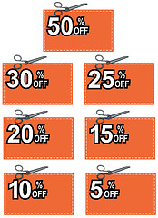 Image showing Scissors Cutting Coupon Per Cent Sign