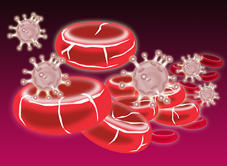 Image showing Blood Molecule Virus Maroon Retro