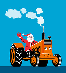 Image showing Santa Claus Driving Tractor