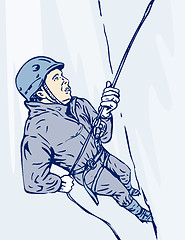 Image showing Mountain Climber Climbing Retro
