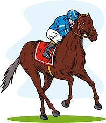 Image showing Horse and Jockey Racing Retro