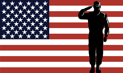 Image showing American Solder Serviceman Saluting