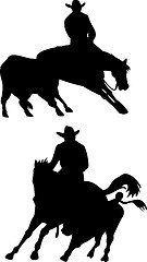 Image showing Rodeo Cowboy Horse Riding Silhouette