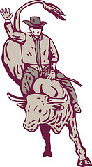 Image showing Rodeo Cowboy Bull Riding