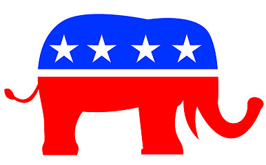 Image showing Republican Elephant Mascot USA Flag