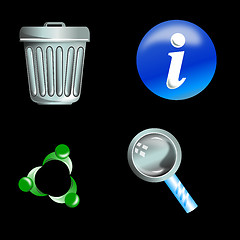 Image showing Trash Can Info Icon Magnifying Glass