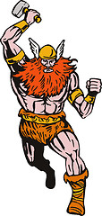 Image showing Viking Warrior Running with Hammer