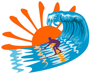 Image showing Surfer Wave Retro