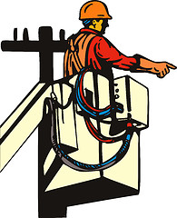 Image showing Power Lineman Cherry Picker