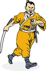 Image showing Samurai Warrior Running