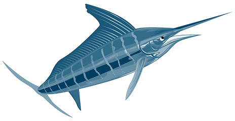 Image showing Sailfish Fish Coming Up Retro