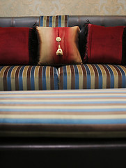 Image showing Modern sofa with pillows - home interiors