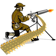 Image showing Soldier Aiming Machine Gun