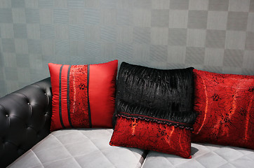 Image showing Black and red modern sofa