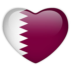 Image showing Qatar Flag Heart Glossy Button
