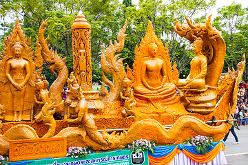 Image showing UBON RATCHATHANI, THAILAND - JULY 23: Traditional candle process