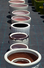 Image showing Colorful ceramic pots in market