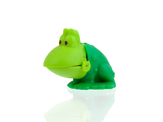 Image showing Old green plastic toy frog