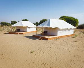 Image showing Camp for tourists in the hot desert