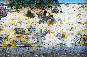 Image showing Old weathered concrete fence background