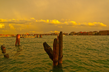 Image showing Venice Italy lagune view with bricole