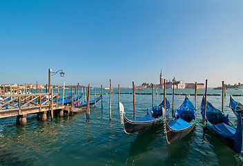 Image showing Venice Italy pittoresque view of gondolas 