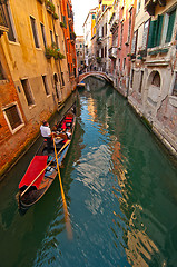 Image showing Venice Italy Gondolas on canal 