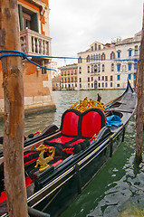 Image showing Venice Italy Gondolas on canal 