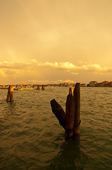 Image showing Venice Italy lagune view with bricole