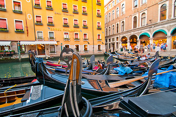 Image showing Venice Italy Gondolas on canal 