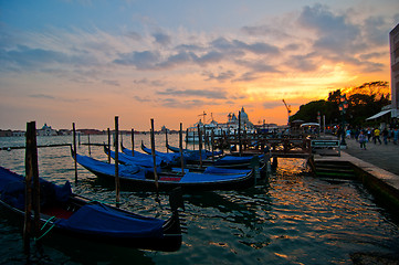 Image showing Venice Italy Gondolas on canal 