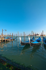 Image showing Venice Italy pittoresque view of gondolas 