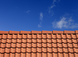 Image showing Roof tiles against blue sky