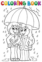 Image showing Coloring book rainy weather theme 1