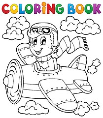 Image showing Coloring book airplane theme 1