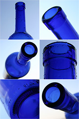 Image showing Blue vine bottles collage